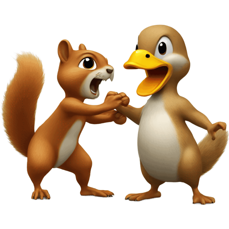 Squirrel fighting a duck emoji