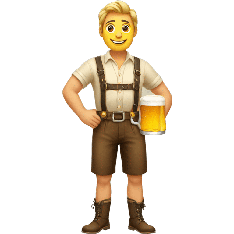 man in lederhosen holding beer emoji