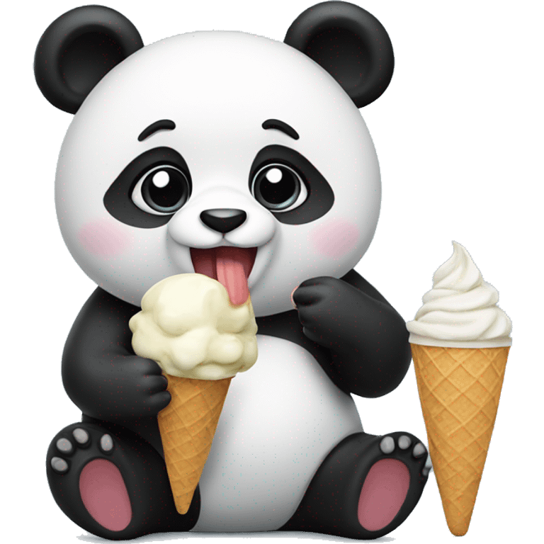 Panda eating ice cream emoji