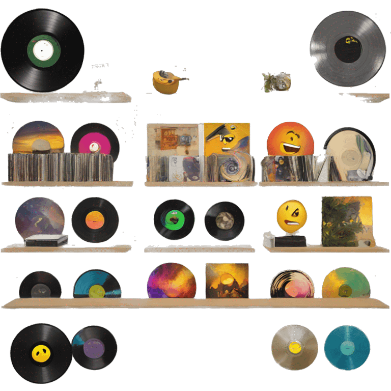 vinyl record display one shelf emoji