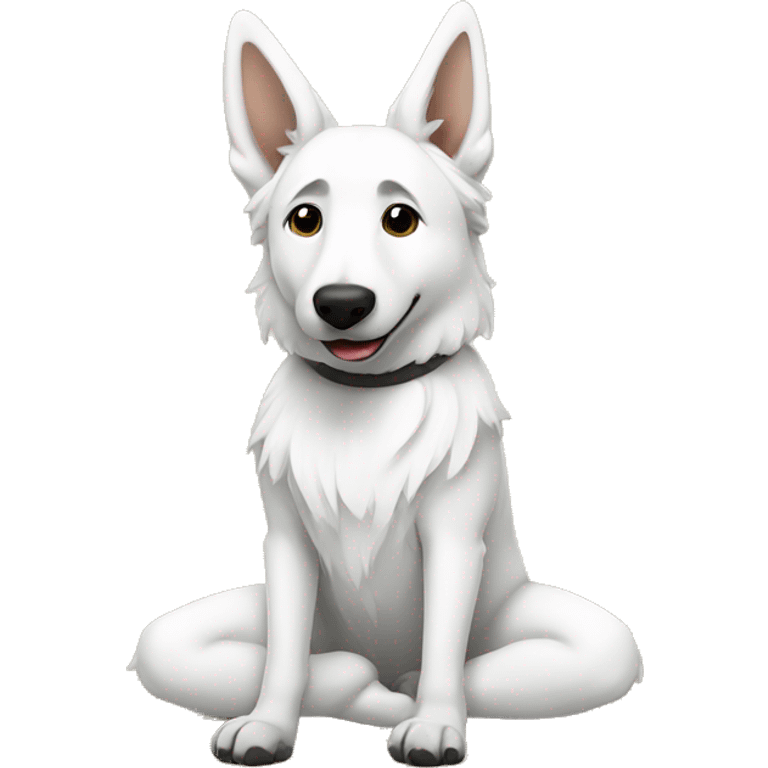 White shepherd doing yoga  emoji