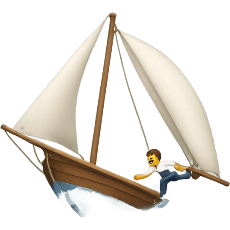 Sail boat crashing and someone falling in to the water  emoji