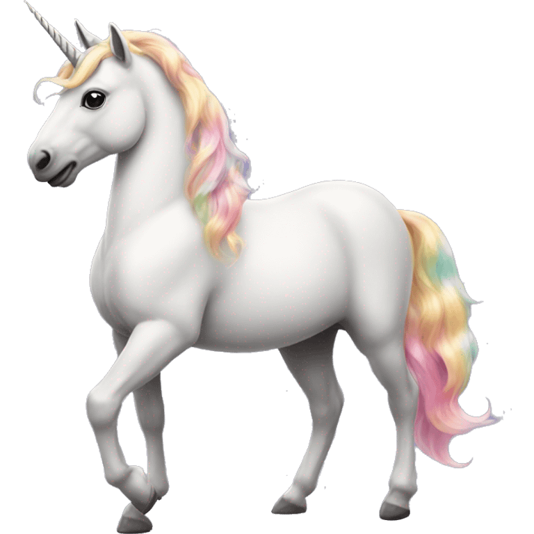 A unicorn but instead of hind legs it has a beautiful tail emoji