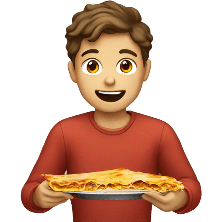 Boy eating lasagna  emoji