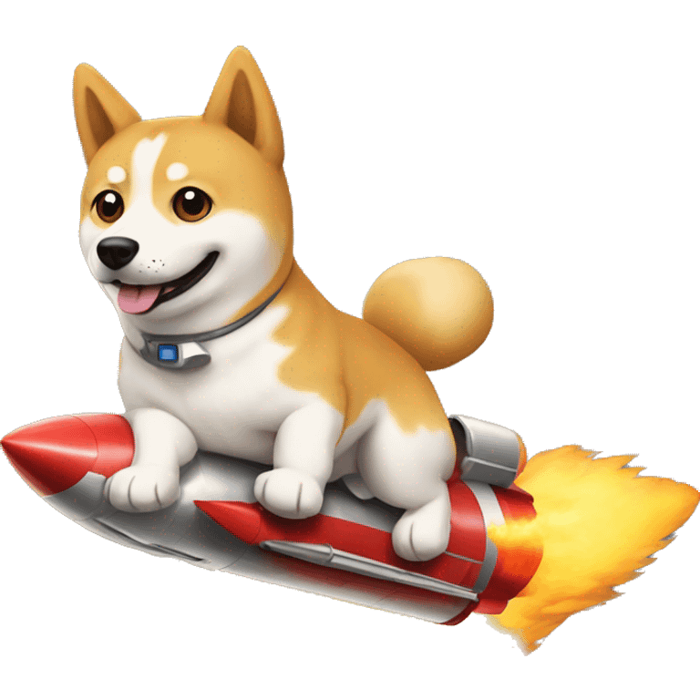 Doge riding a rocket drawn more cartoonishly emoji