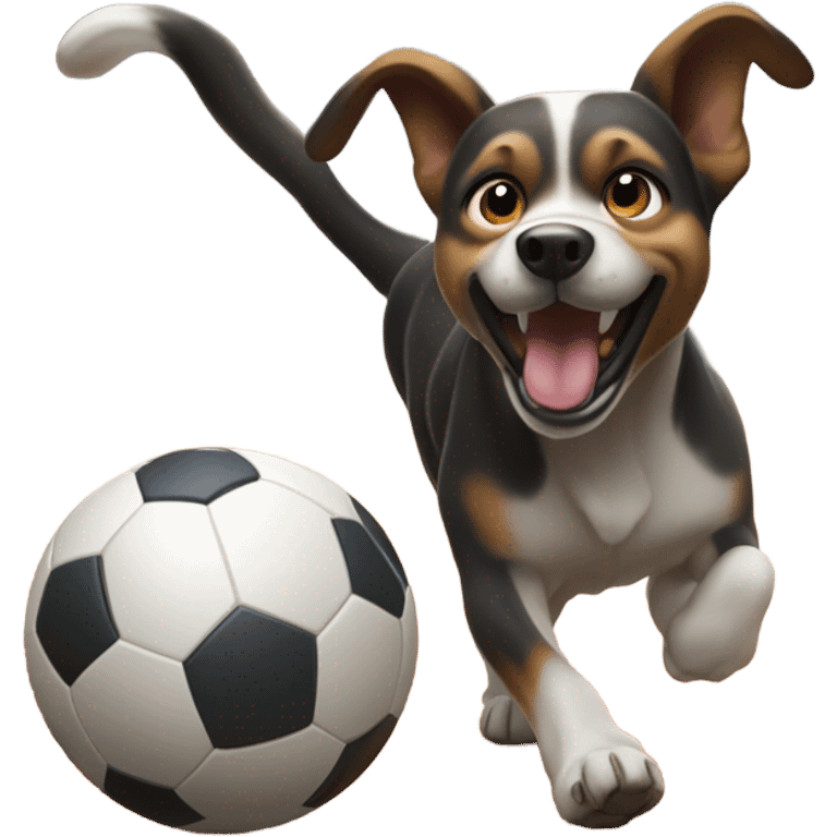 Dog playing football emoji