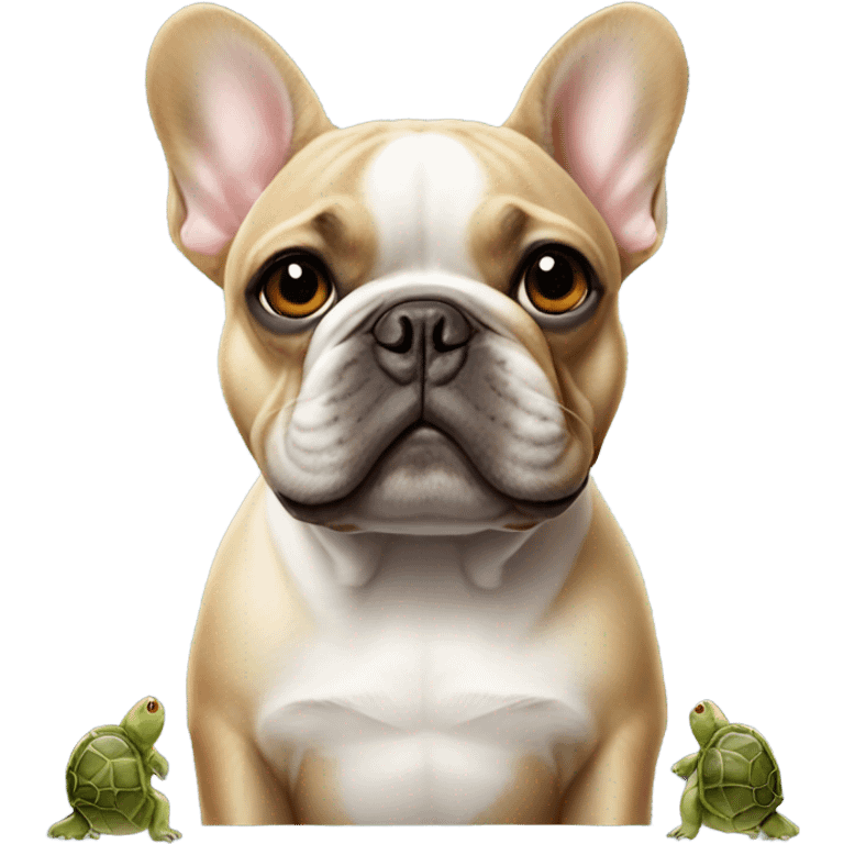 French bulldog with turtle on head emoji