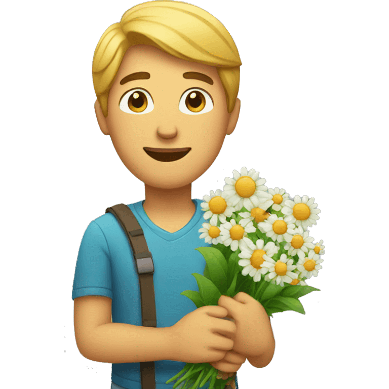 Guy holding flowers  emoji