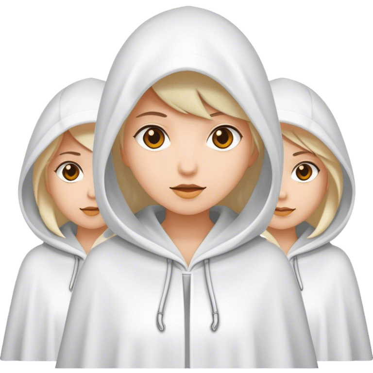 3 women in white hooded cloaks emoji