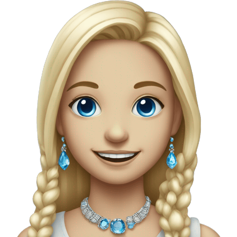 smiling girl in jewelry portrait with blue eyes emoji