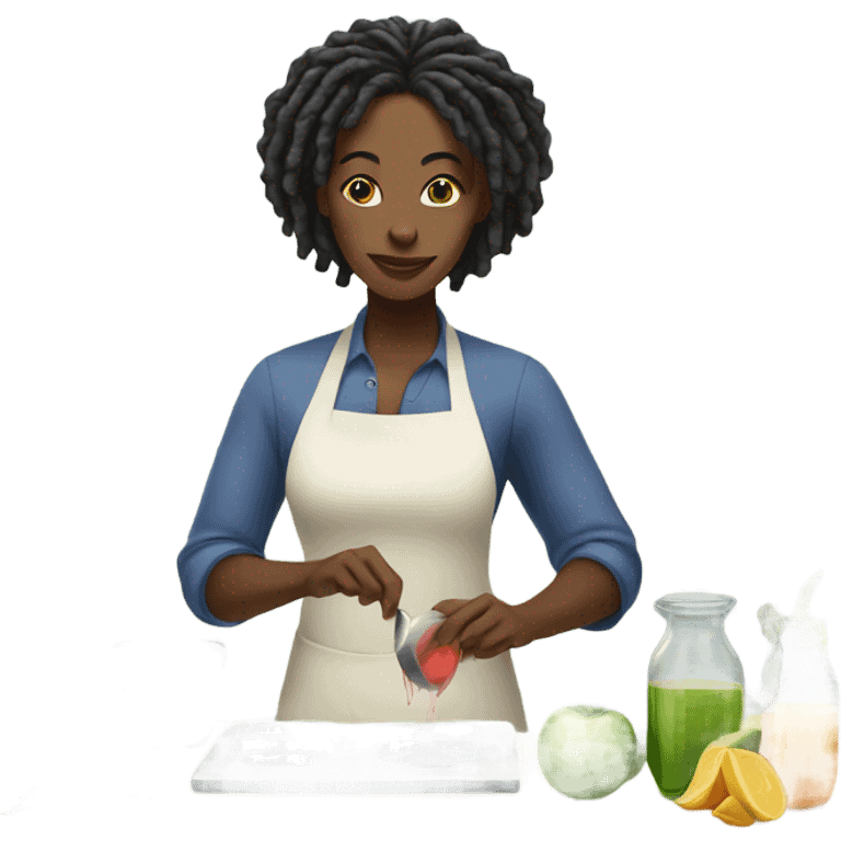 Black lady with locs juicing emoji