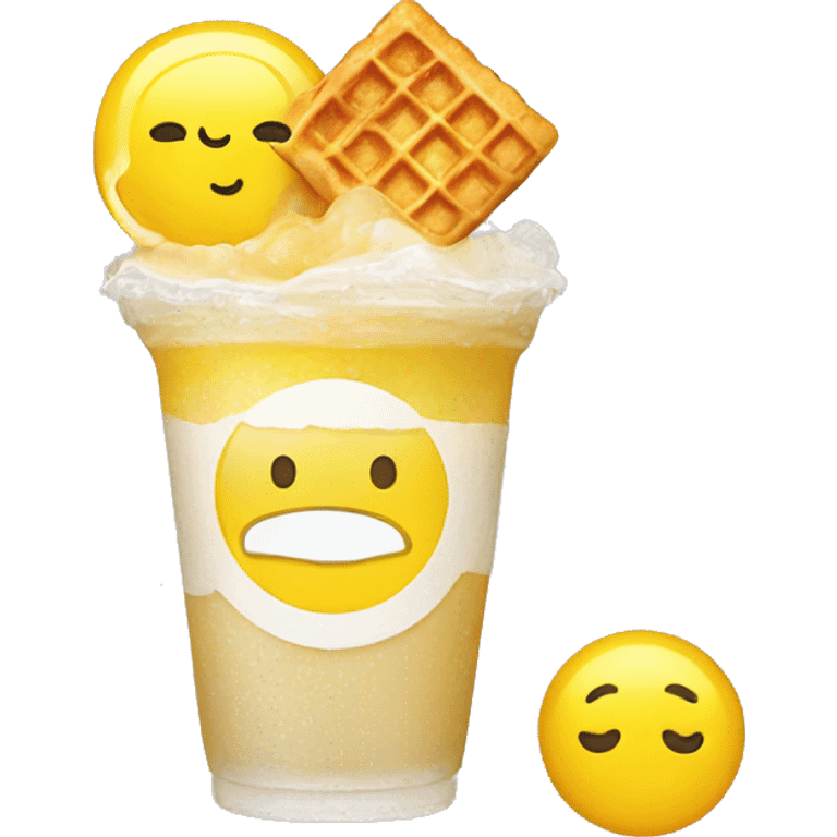 Happy lemon drink and bubble waffle  emoji