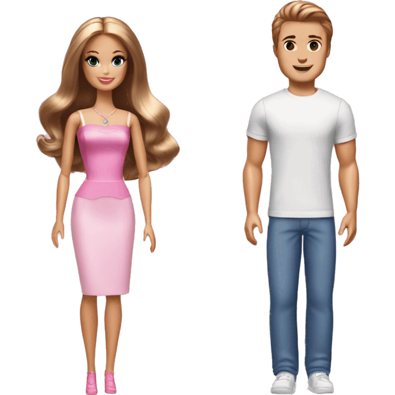 Barbie and Ken with brown hair emoji