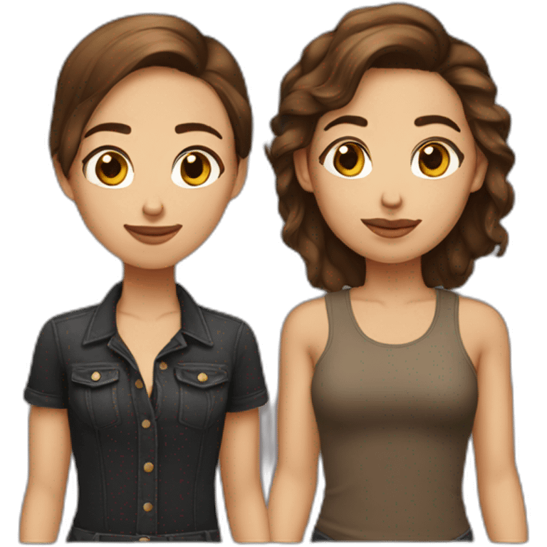 butch femme couple brown hair emoji