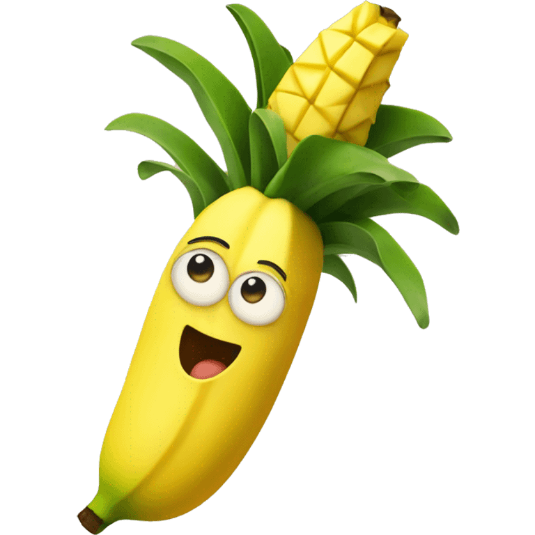 Banana with pineapple hat emoji