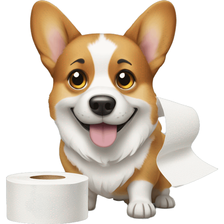 Corgi dog with toilet paper emoji