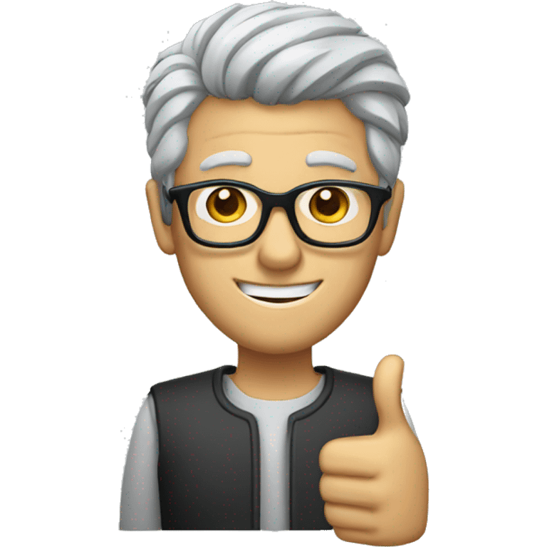 Man glasses grey hair thumbs up emoji