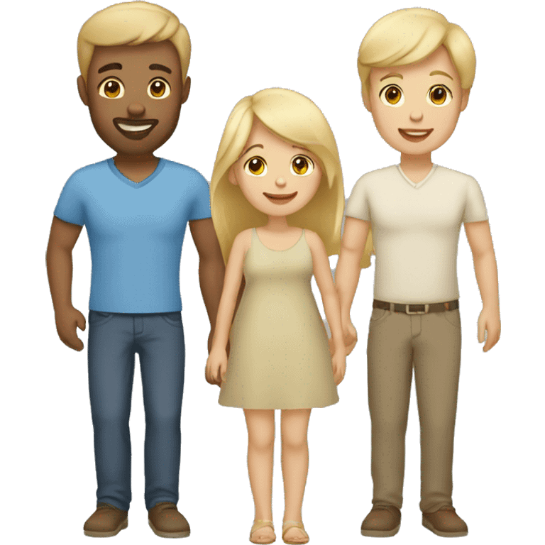 family of three, blond woman, tan, dark haired man and their baby boy emoji