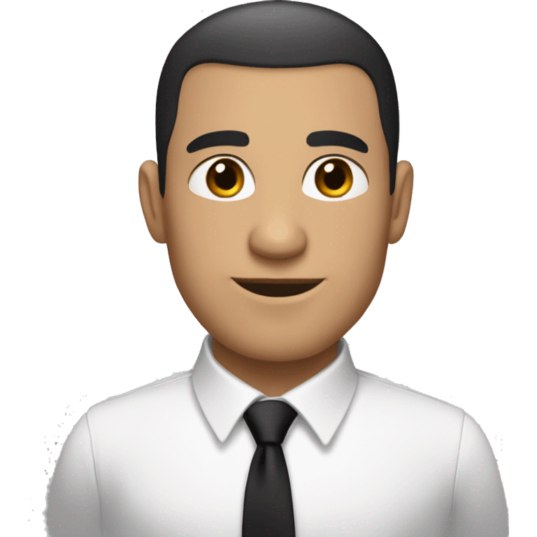 White man with dark hair buzzcut, wearing black suit and tie with white dress shirt  emoji