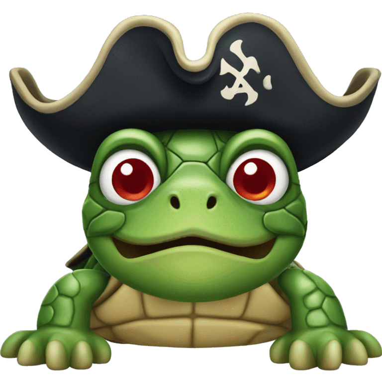 Pirate Turtle with red spots behind its eyes emoji