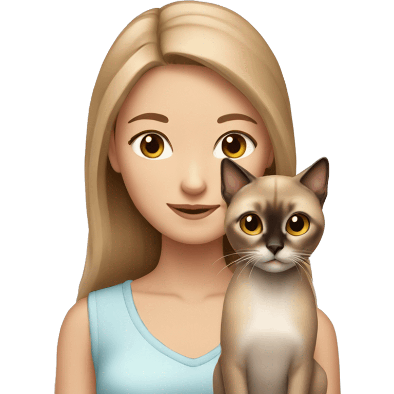 Light brown hair girl with Siamese cat emoji