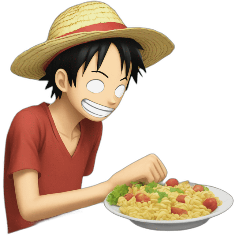 Luffy thiking about food emoji