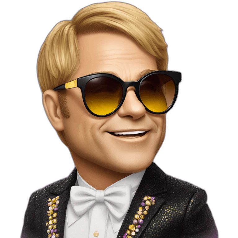 elton john in oversized cat-eye funky sunglasses for mardi gras emoji