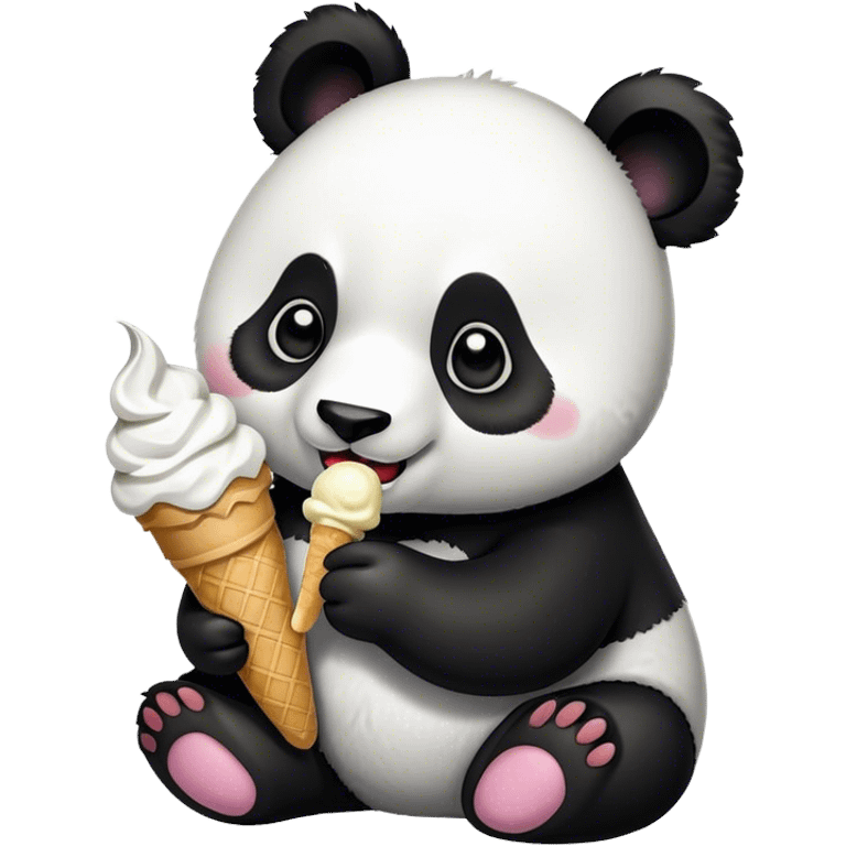 Panda eating ice cream emoji