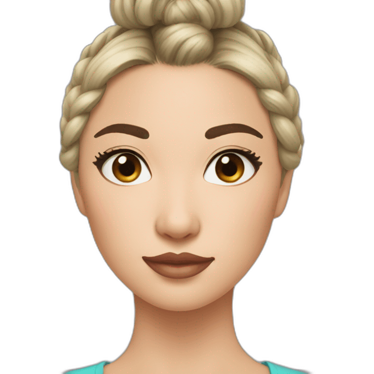 kazakh woman with double bun hair and eye liner emoji