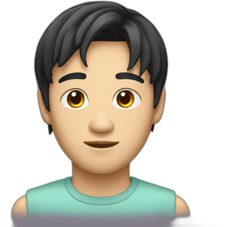 asian male with curtains haircut black hair emoji