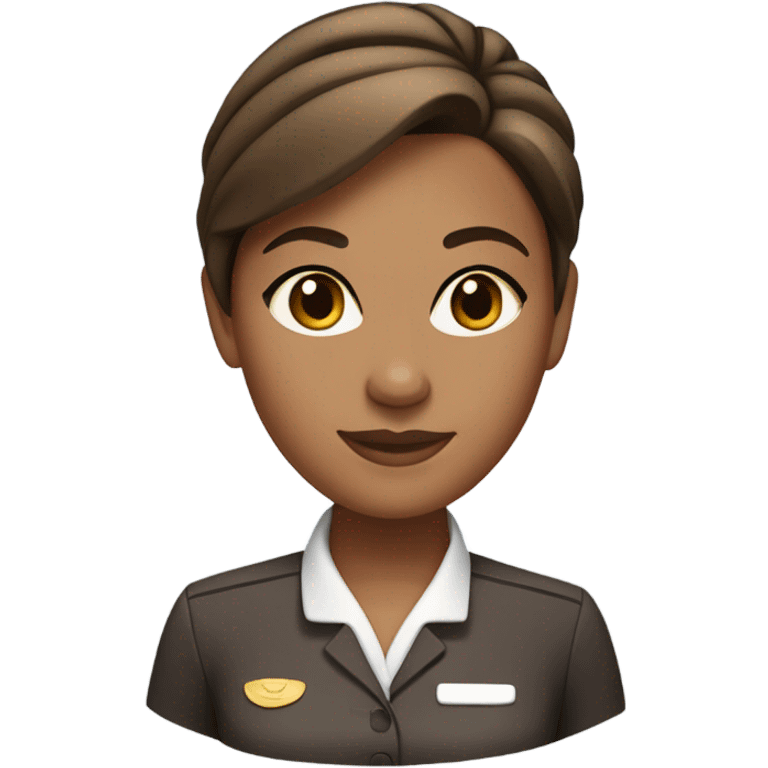 Tan brown skin flight attendant with brown hair in a bun emoji