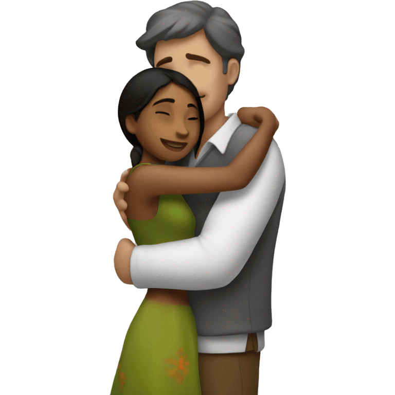 White guy hugging fair indian girl emoji