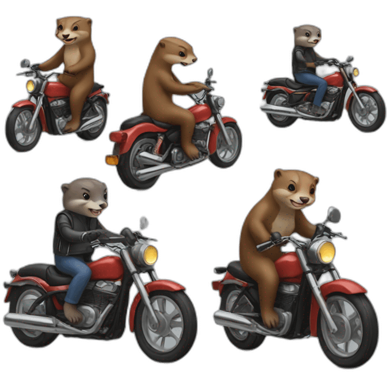 some otters riding motorcycles emoji