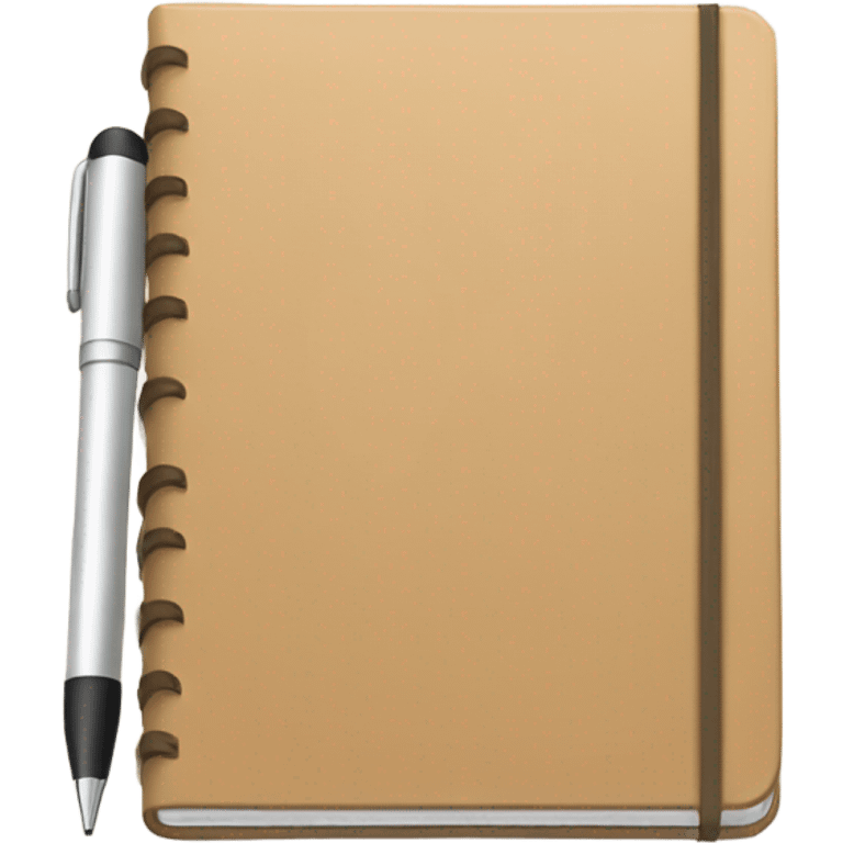 Tan notebook with a pen emoji