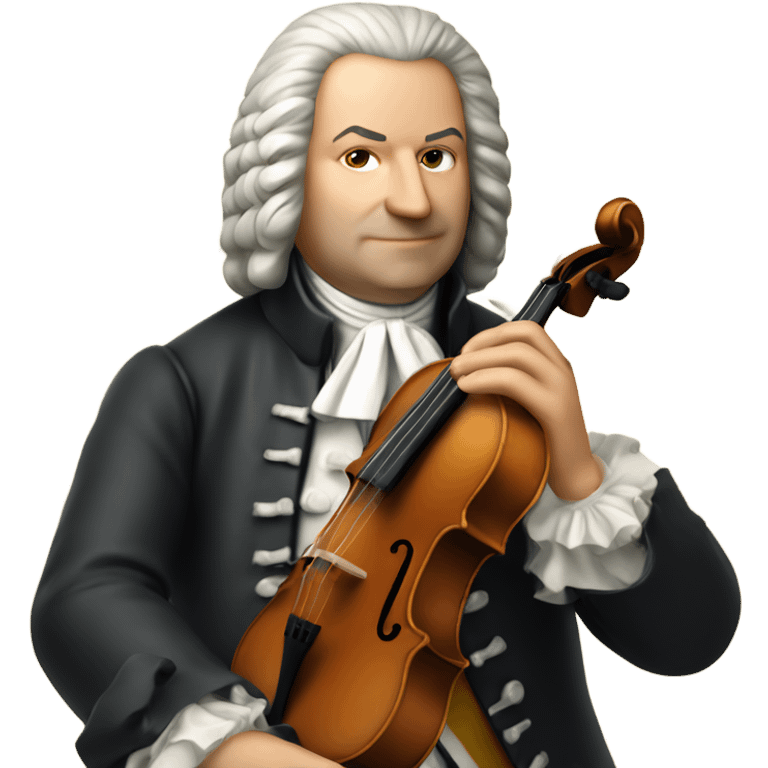 Johann Sebastian Bach holding violin emoji