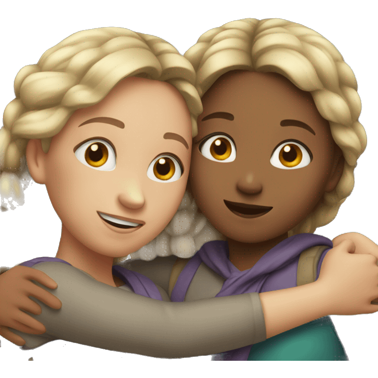 Two girls hugging  emoji