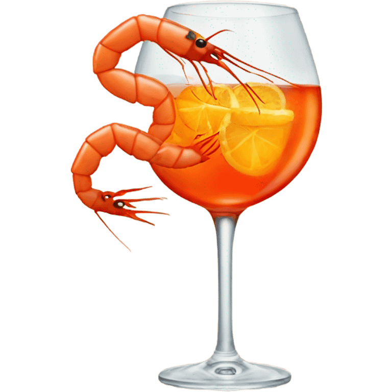 A shrimp drinking an aperol spritz emoji