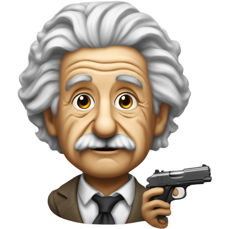 Albert Einstein if he used a “not a gun” to help him think emoji