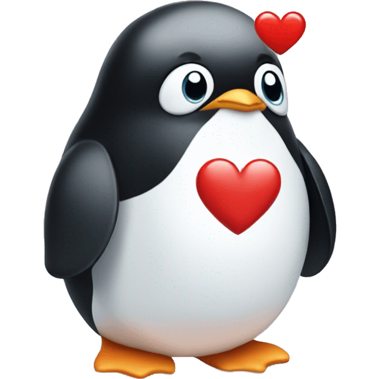 Penguin with a heart emoji