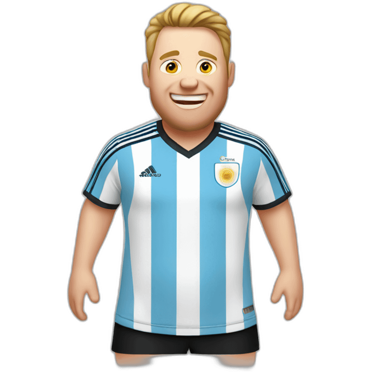 white man. Obese. argentina soccer uniform. laughing crying  emoji