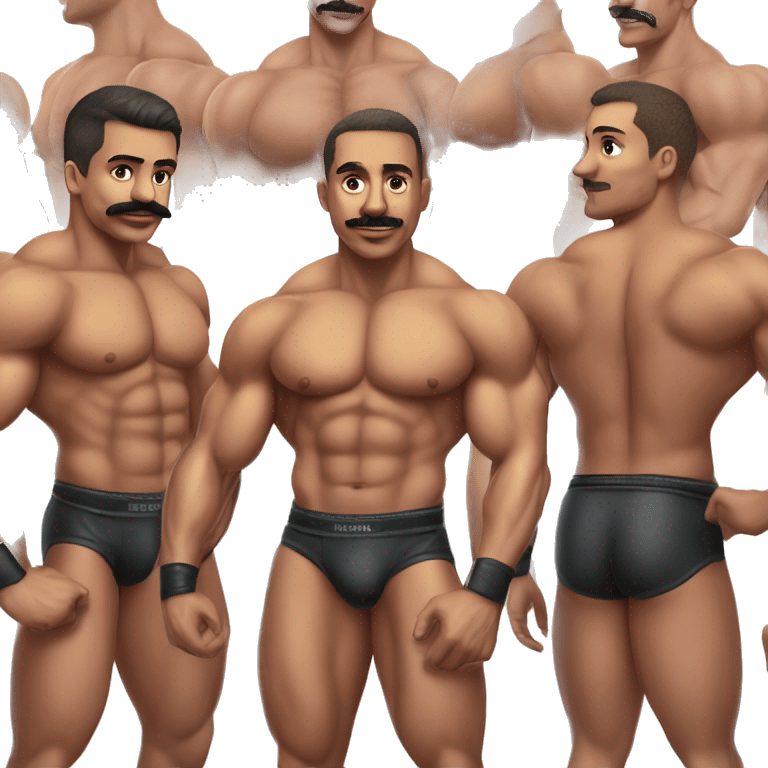 gay bodybuilder with mustache in jockstrap realistic emoji