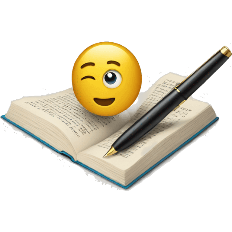 an open book and a pen over it emoji