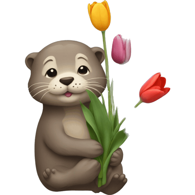 can you make an otter holding a tulip emoji