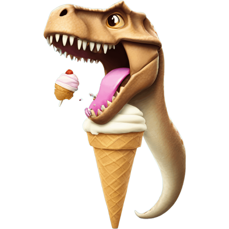 Dinosaur eating ice cream emoji