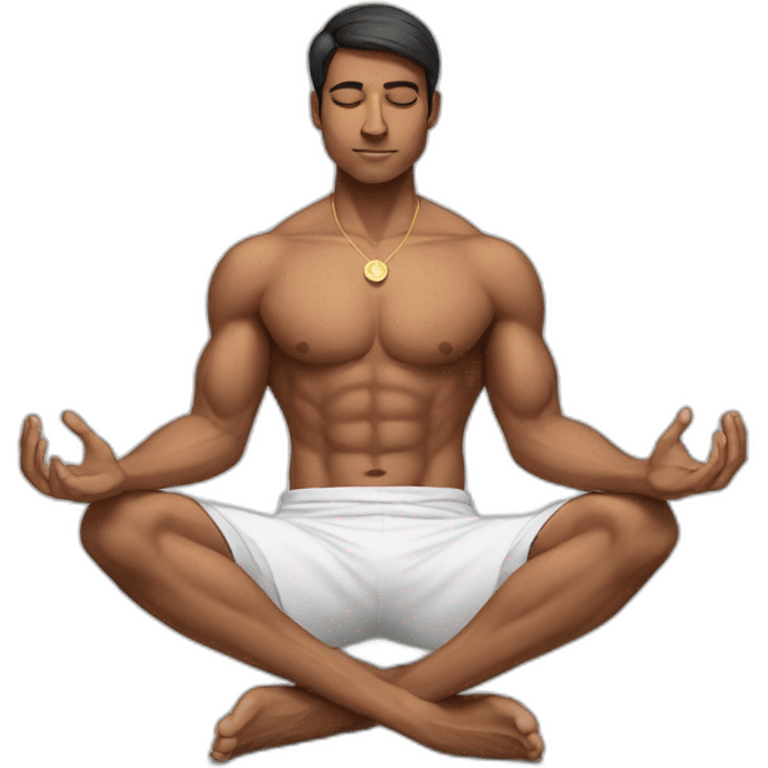  Indian male Athlete with abs doing meditation  emoji