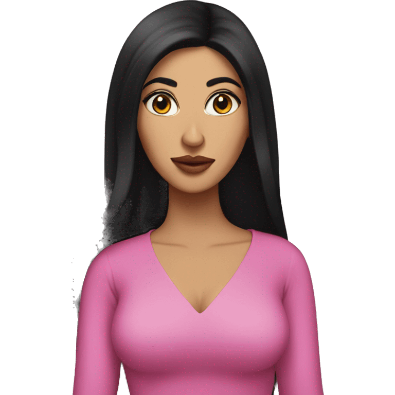 middle eastern woman with long black hair and pink lips  emoji