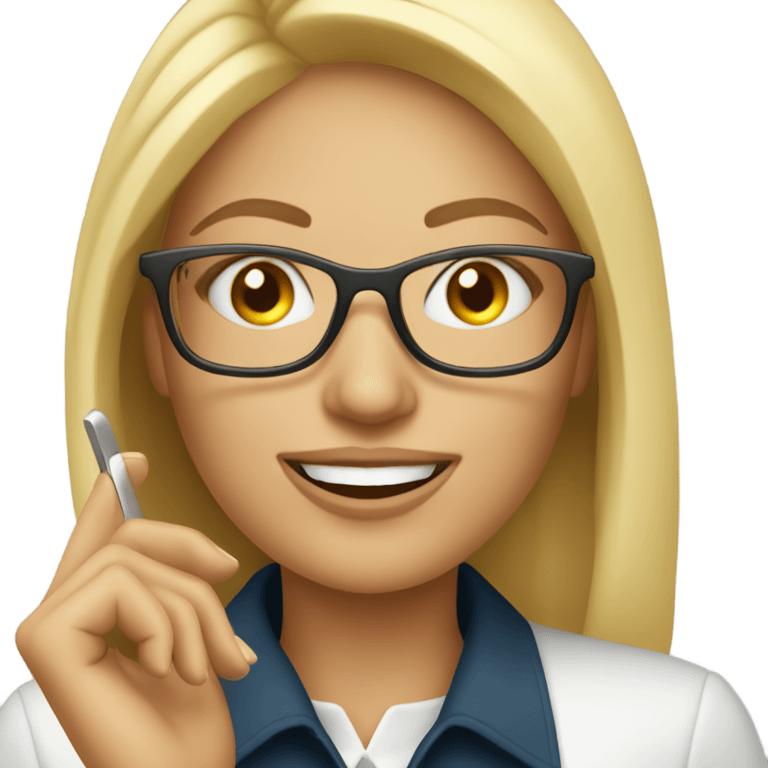 Beautiful Blonde woman wearing glasses calling on cell phone emoji