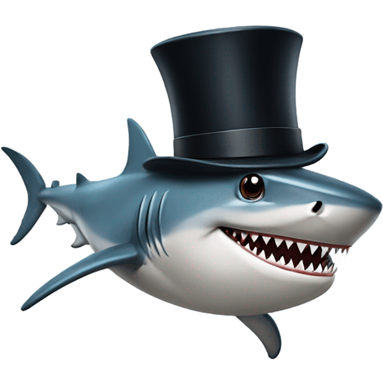 Shark with a top hat emoji