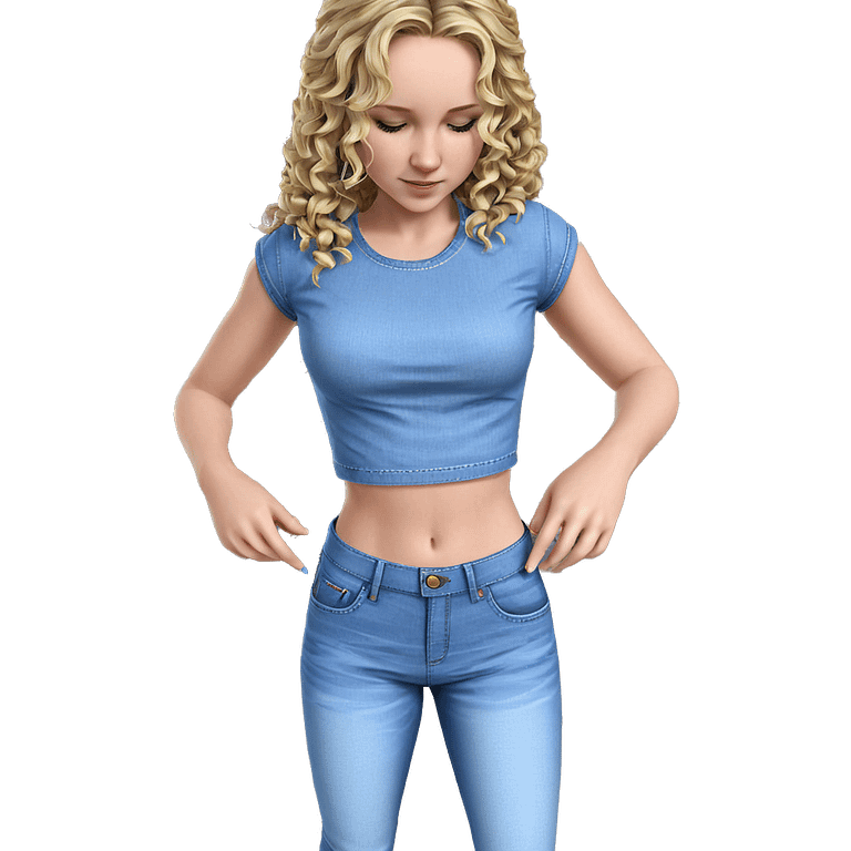 blonde girl in denim outfit emoji