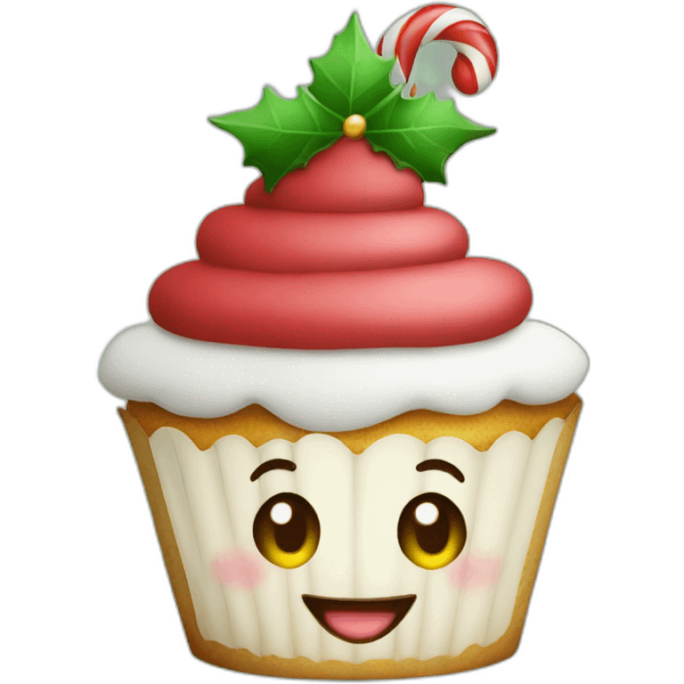 Happy Christmas cupcake emoji